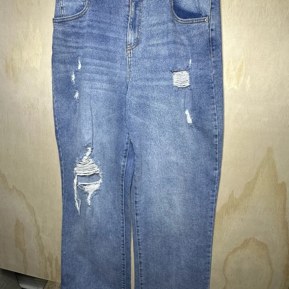 SO Super High Rise Wide Leg Jeans with Distressed Vintage Style Size 15 - Picture 3 of 10